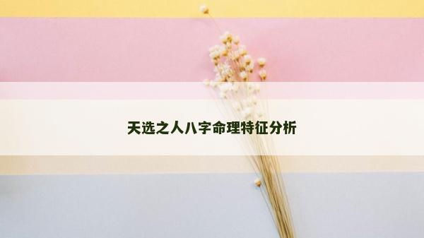 天選之人八字命理特征分析