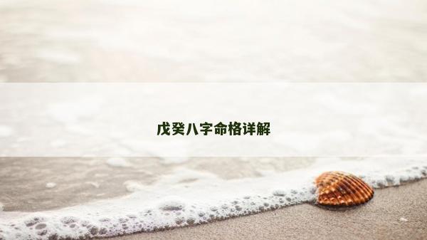戊癸八字命格詳解