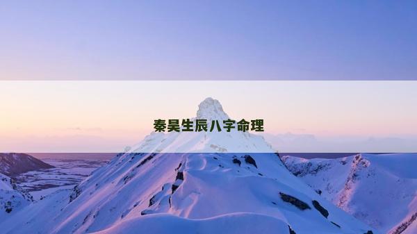 秦昊生辰八字命理
