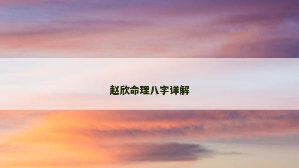 趙欣命理八字詳解