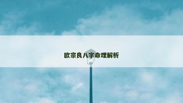 歐宗良八字命理解析
