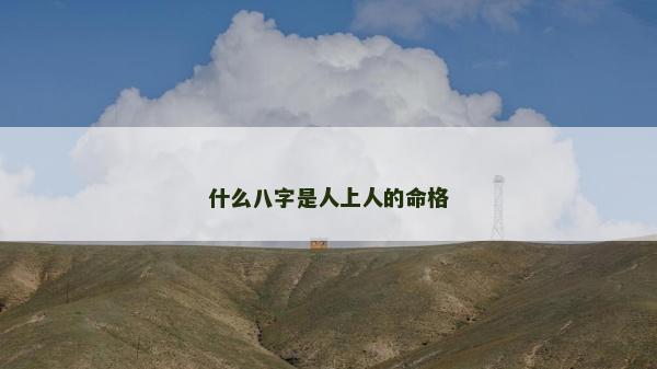 什么八字是人上人的命格 什么八字是人上人的命格