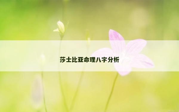 莎士比亞命理八字分析
