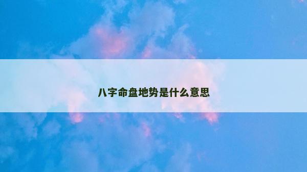八字命盤地勢是什么意思