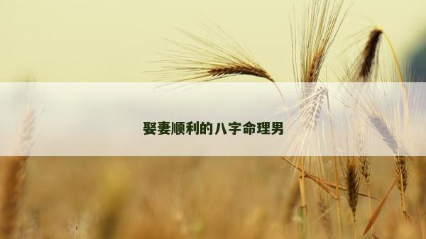 娶妻順利的八字命理男