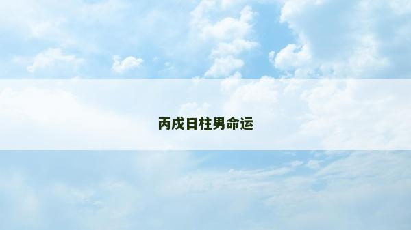 丙戌日柱男命運(yùn)