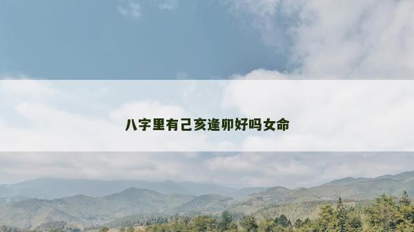八字里有己亥逢卯好嗎女命