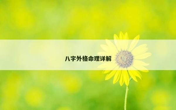 八字外格命理詳解