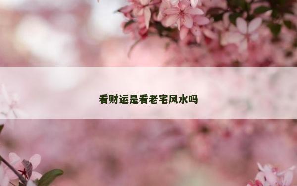 看財運是看老宅風水嗎