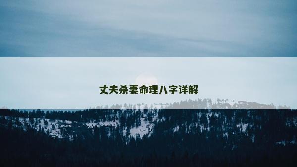 丈夫殺妻命理八字詳解