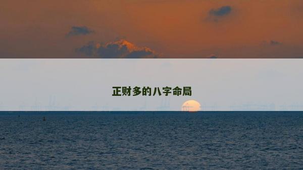 正財多的八字命局