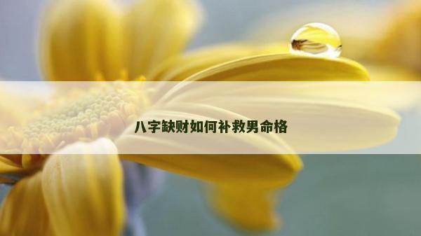 八字缺財如何補救男命格 八字缺財如何補救男命格