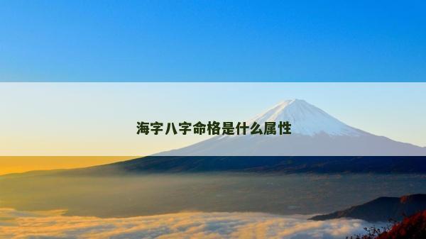 海字八字命格是什么屬性