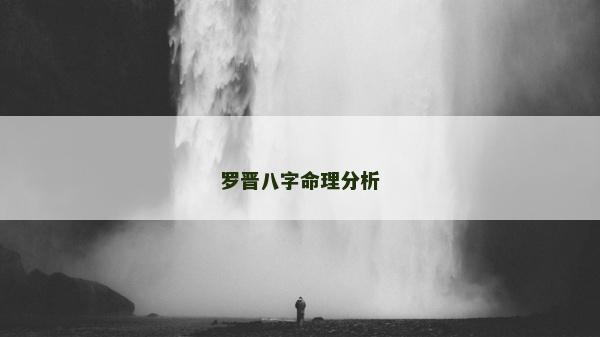 羅晉八字命理分析