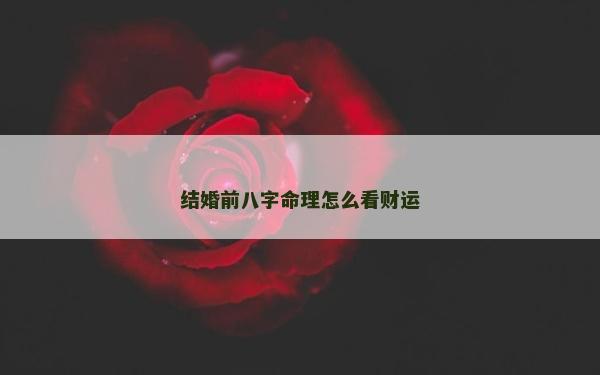 結婚前八字命理怎么看財運