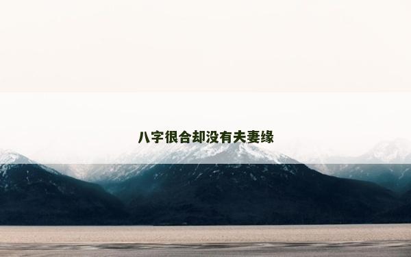 八字很合卻沒有夫妻緣