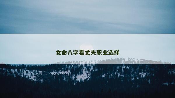 女命八字看丈夫職業選擇