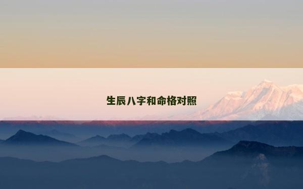 生辰八字和命格對照