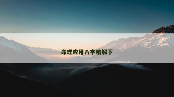 命理應用八字精解下