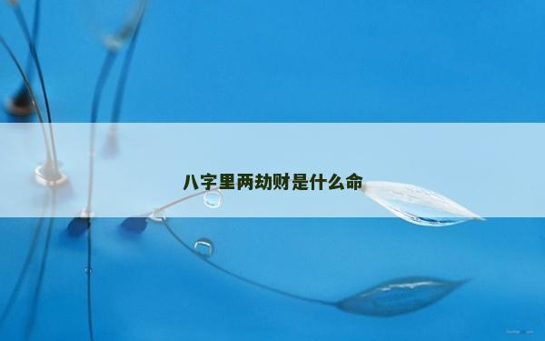 八字里兩劫財是什么命