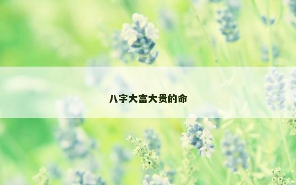 八字大富大貴的命