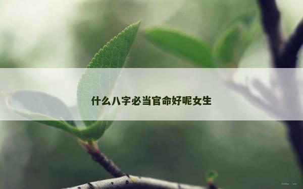 什么八字必當官命好呢女生