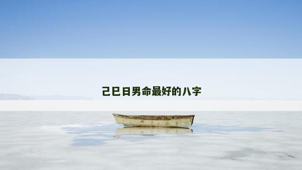 己巳日男命最好的八字