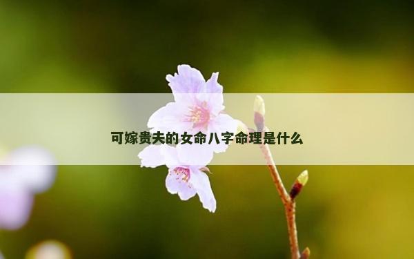 可嫁貴夫的女命八字命理是什么
