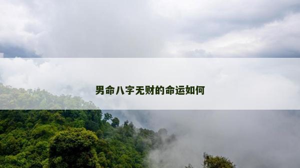 男命八字無財的命運如何