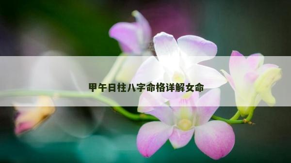 甲午日柱八字命格詳解女命