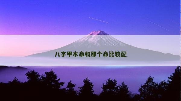 八字甲木命和那個命比較配