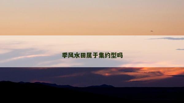 季風水田屬于集約型嗎