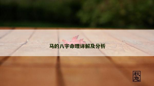 馬的八字命理詳解及分析