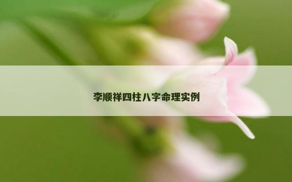 李順祥四柱八字命理實例