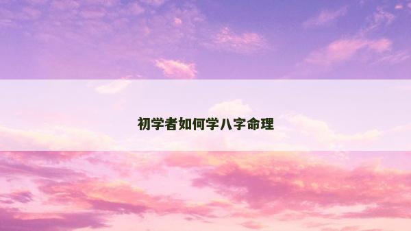 初學(xué)者如何學(xué)八字命理