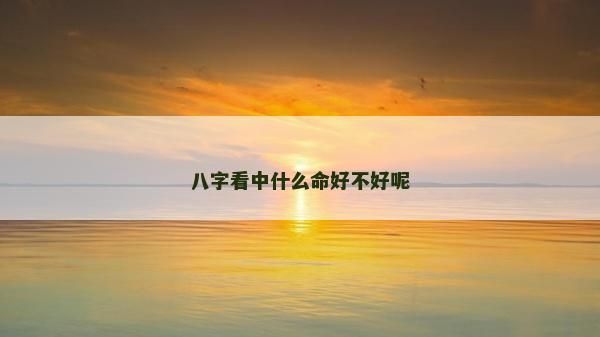 八字看中什么命好不好呢 八字看中什么命好不好呢