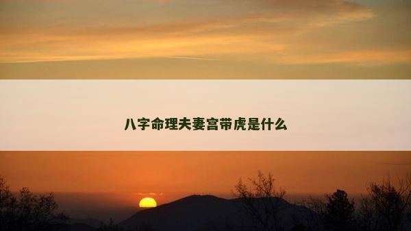 八字命理夫妻宮帶虎是什么 八字命理夫妻宮帶虎是什么