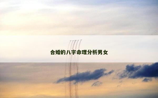 合婚的八字命理分析男女 合婚的八字命理分析男女