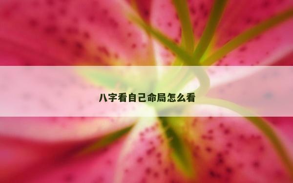 八字看自己命局怎么看