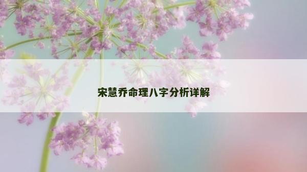宋慧喬命理八字分析詳解