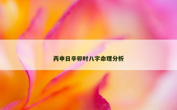 丙申日辛卯時八字命理分析 丙申日辛卯時八字命理分析