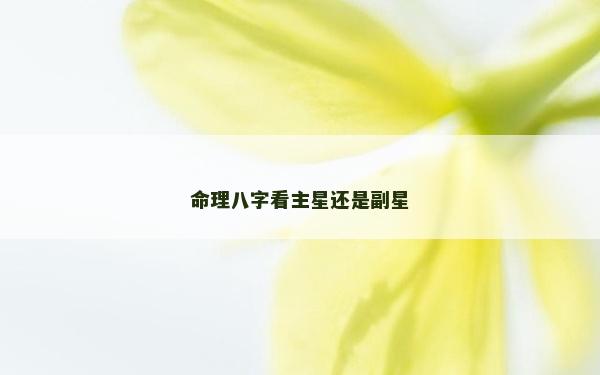 命理八字看主星還是副星