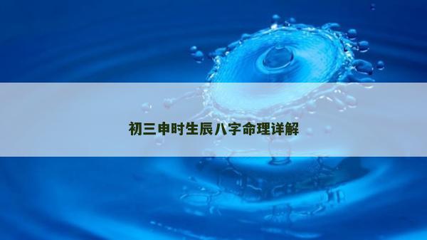 初三申時生辰八字命理詳解