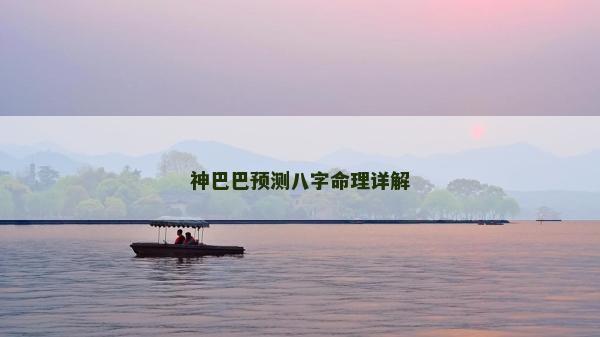 神巴巴預(yù)測(cè)八字命理詳解