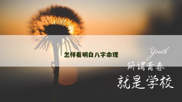怎樣看明白八字命理