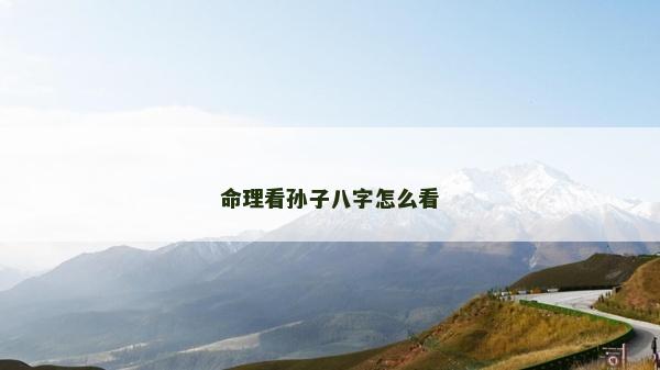 命理看孫子八字怎么看