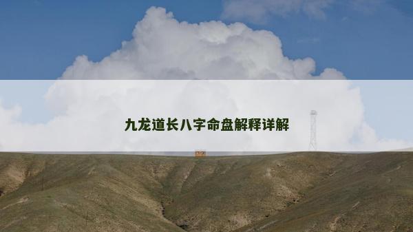 九龍道長八字命盤解釋詳解