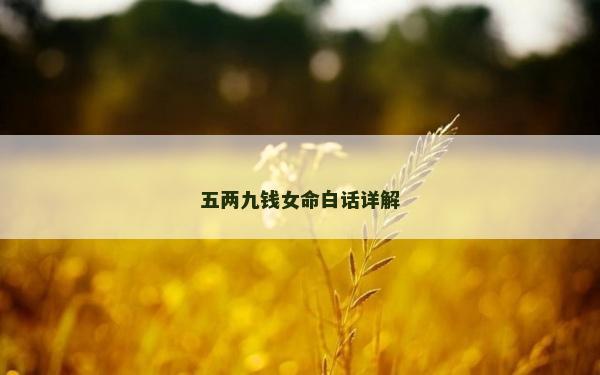 五兩九錢女命白話詳解 五兩九錢女命白話詳解