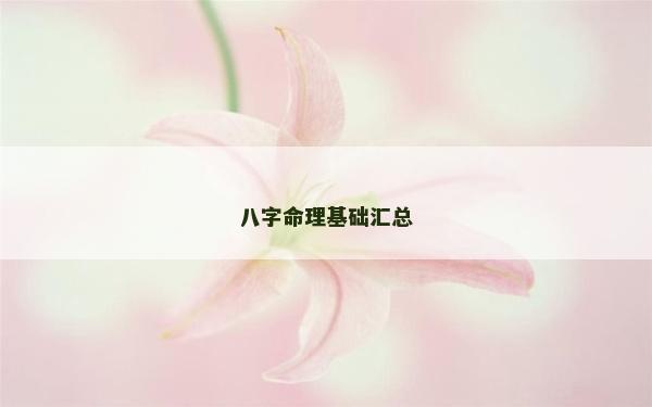 八字命理基礎(chǔ)匯總