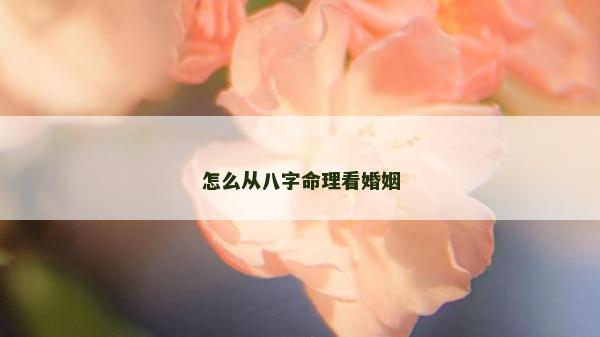 怎么從八字命理看婚姻